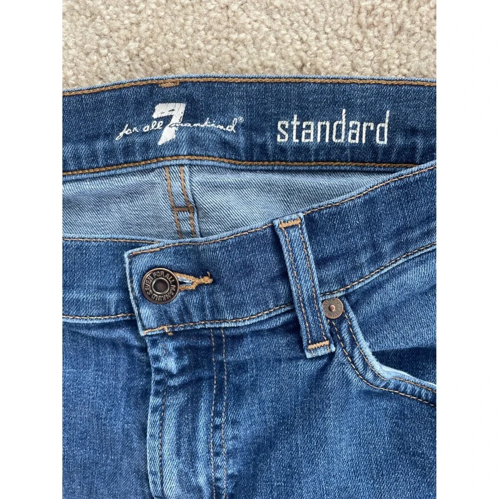 7 For All Mankind Standard Straight Leg Jeans Mens 34 Blue Stretch Denim